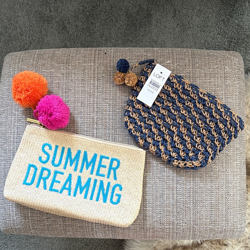 NWT Loft Bath and Body Works Raffia Straw Clutch Bags